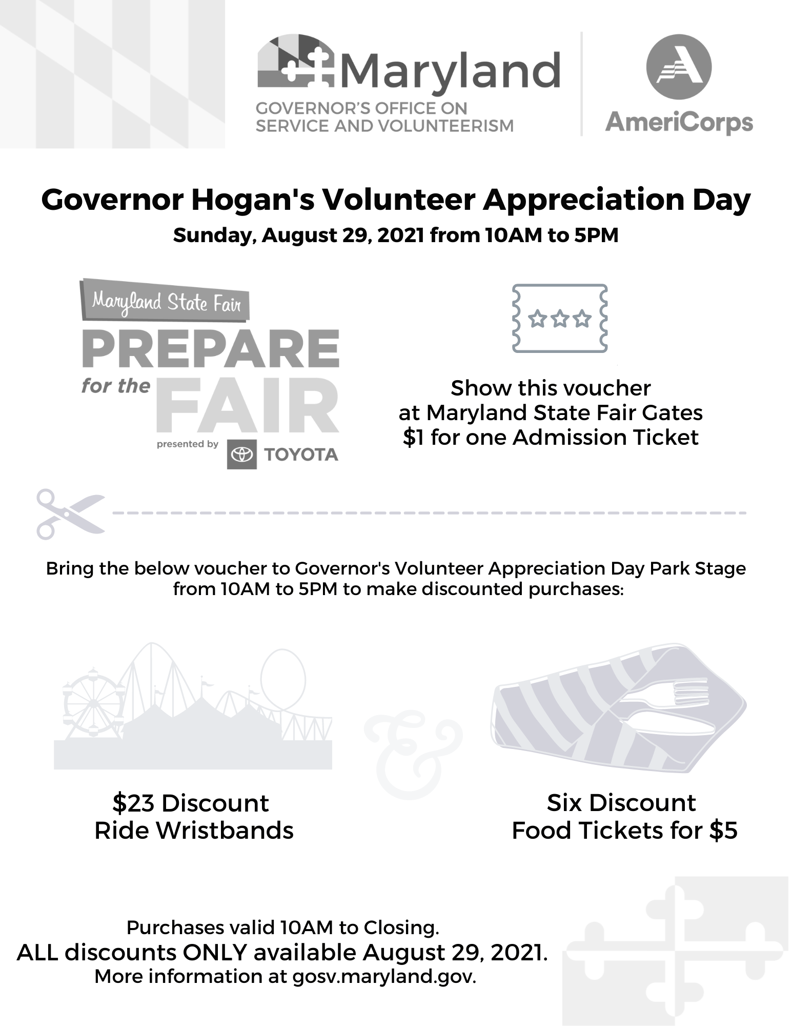 Ink-Saving (Black & White) Governor's Volunteer Appreciation Day Flyer